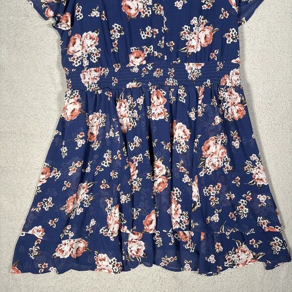 Torrid‎ Dress Women’s Plus Size 3X Blue Floral Mini Navy Blue Roses Garden Party - Picture 3 of 16